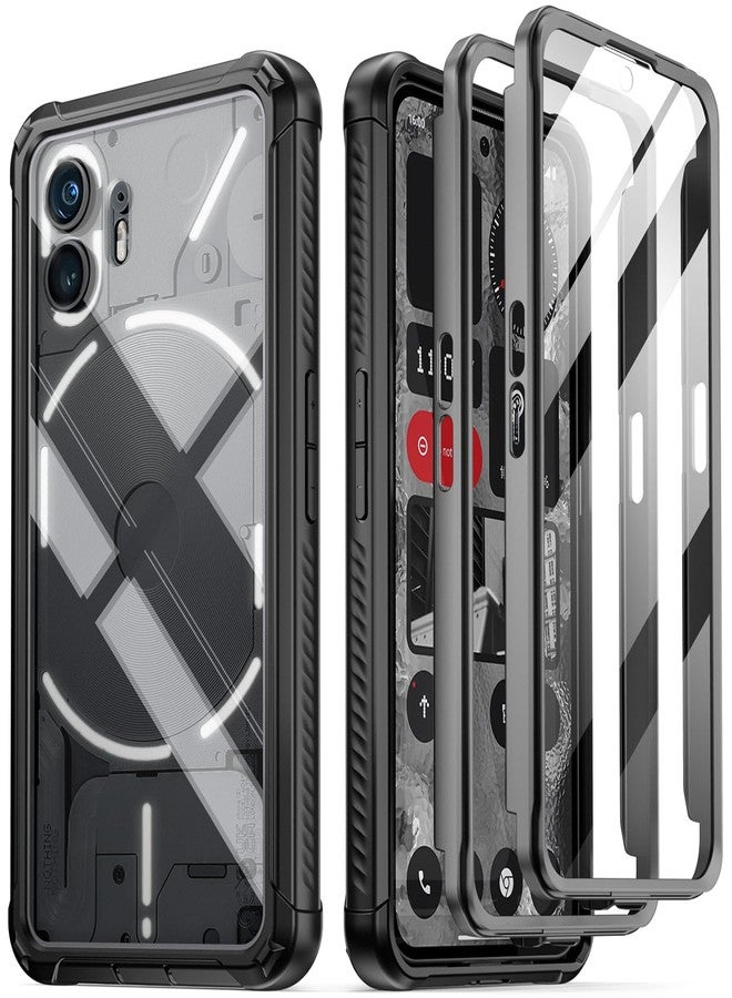 Poetic Guardian Case Compatible with Nothing Phone 2 6.7 Inch [20 FT Mil-Grade Drop Tested], Full-Body Hybrid Shockproof Bumper Cover Case with Built-in Screen Protector, Black/Clear - Image 1